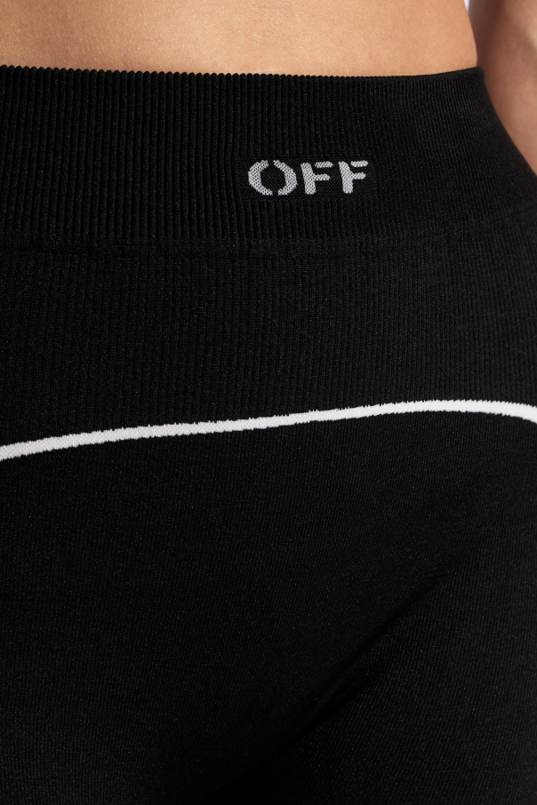 White - Black Sports leggings with logo Off